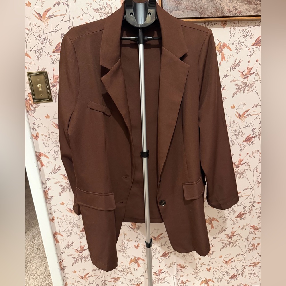 SHEIN Chocolate Brown Blazer | Single Button | Workwear Layer